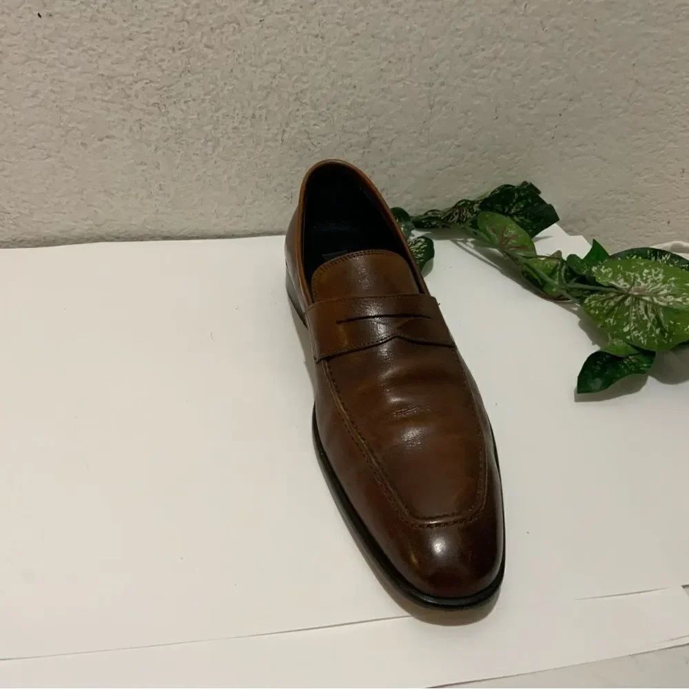 14Th & Union Mens Brown Leather Loafer Shoes Size 10.5M